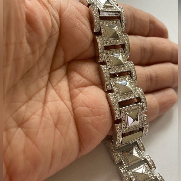 Panel Link Bracelet w/ Clear Rhinestones‎ - Picture 7 of 9